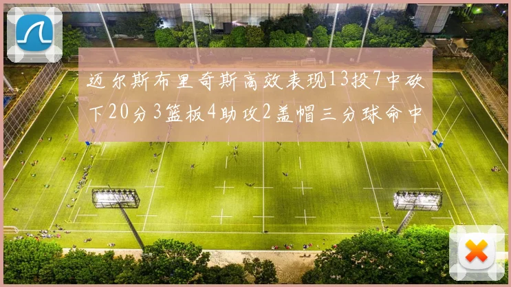 迈尔斯布里奇斯高效表现13投7中砍下20分3篮板4助攻2盖帽三分球命中率出色